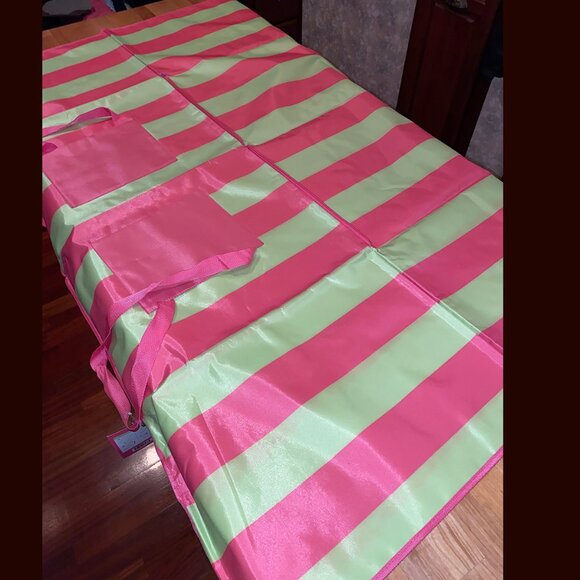 Ulta bright pink and yellow stripe 2 in 1 nylon beach travel tote bag NWT - Picture 4 of 5